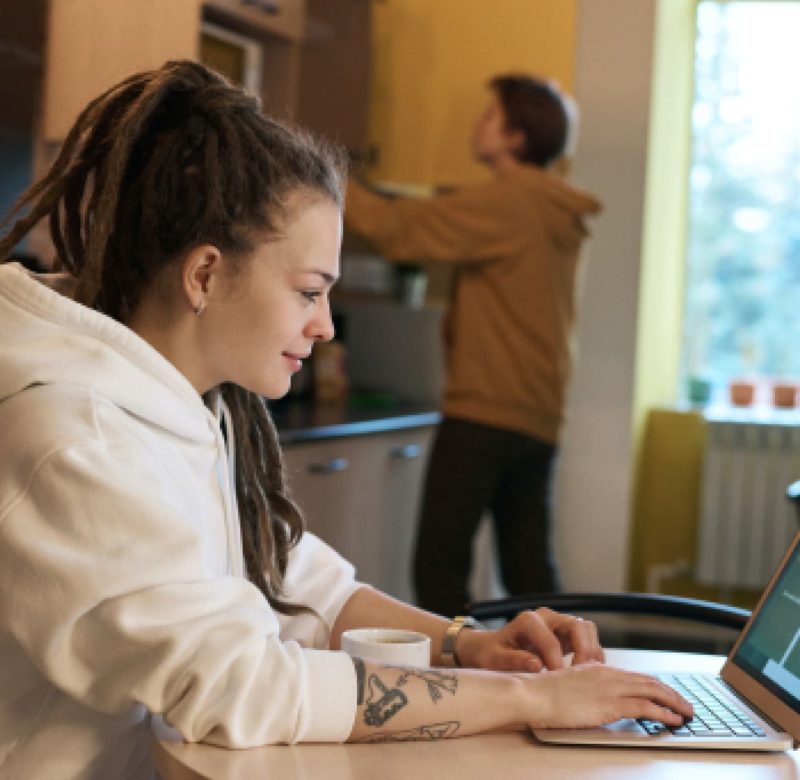 Girl working on Laptop